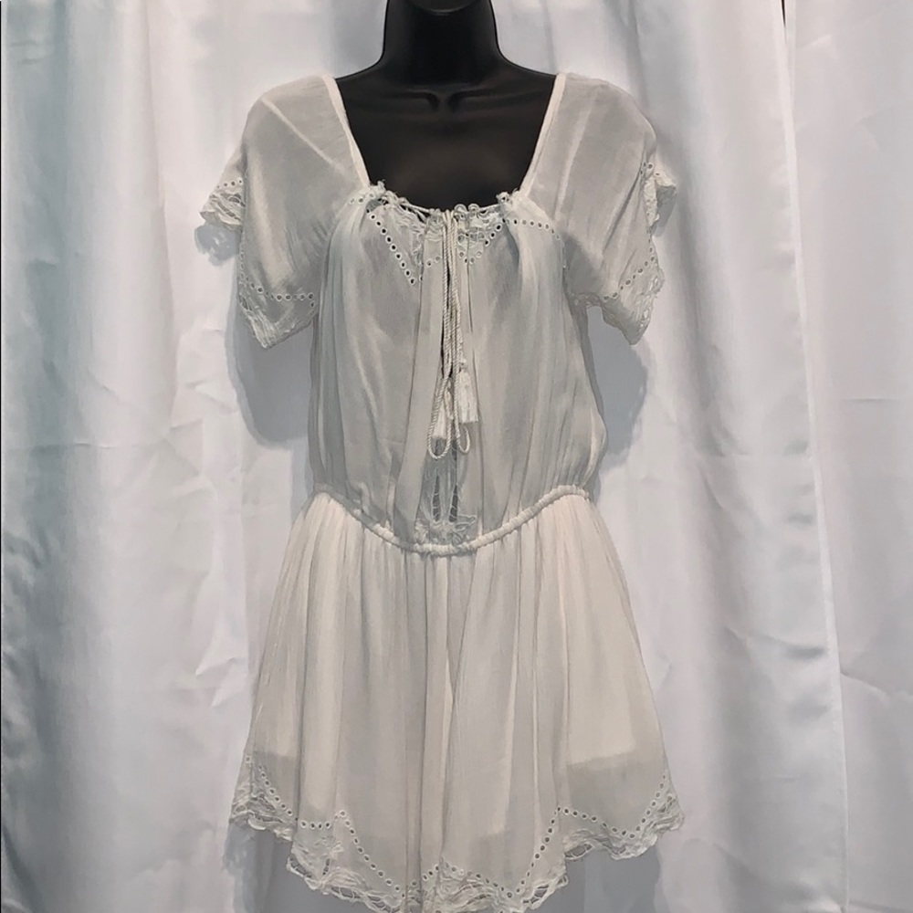 Free People White Embroidered Romper